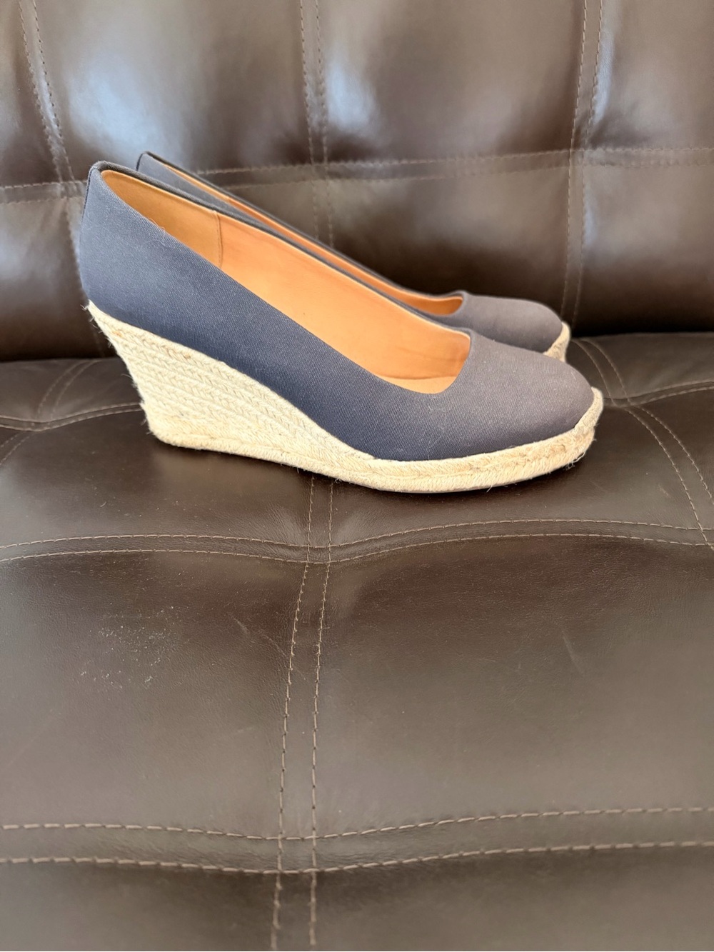 Seville espadrille wedges in navy canvas